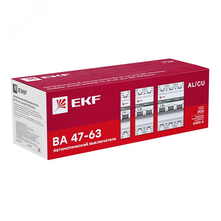 Выключатель автоматический однополюсный 16А B ВА 47-63 6кА PROxima mcb4763-6-1-16B-pro EKF - превью 3