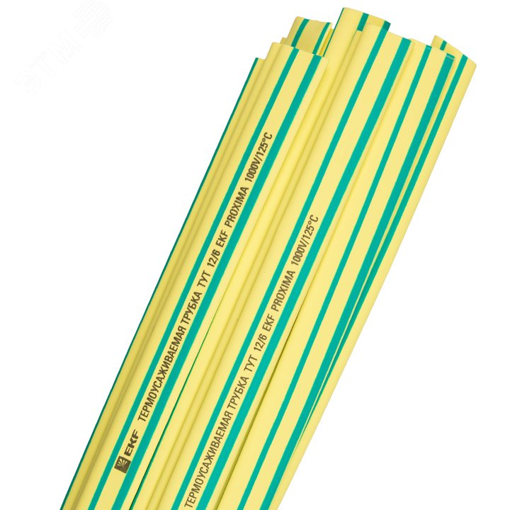 Трубка термоусаживаемая ТУТ нг 10/5 желто-зеленая в отрезках по 1м PROxima tut-10-yg-1m EKF - превью 2