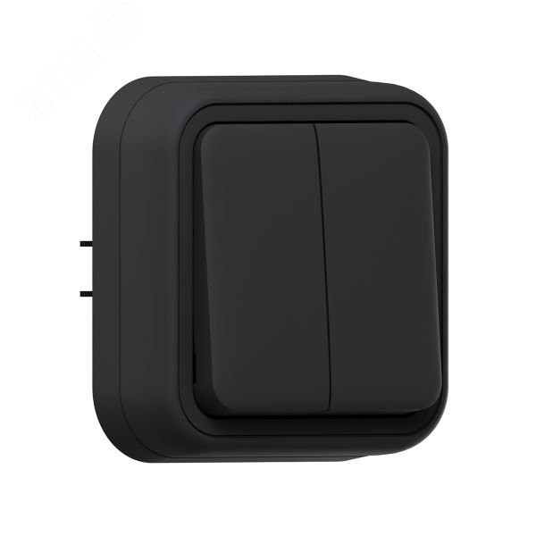 Изображение товара Выключатель, двухклавишный, проходной, СП, автоматические клеммы антрацит, Бронто EKF (шт)