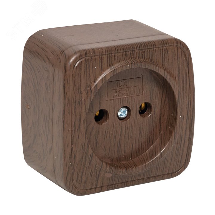 Изображение товара Розетка 1-местная ОП Минск 10А без заземления темное дерево EKF