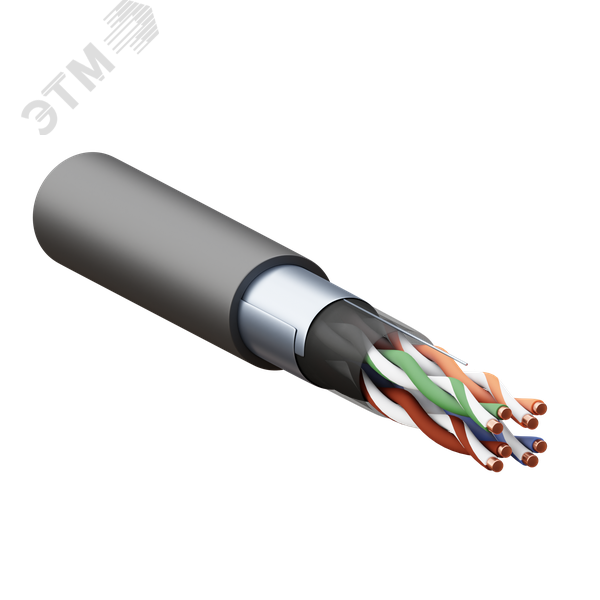 Изображение товара Витая пара TERACOM 5E F/UTP 4 пары 305м черный кабель для сети