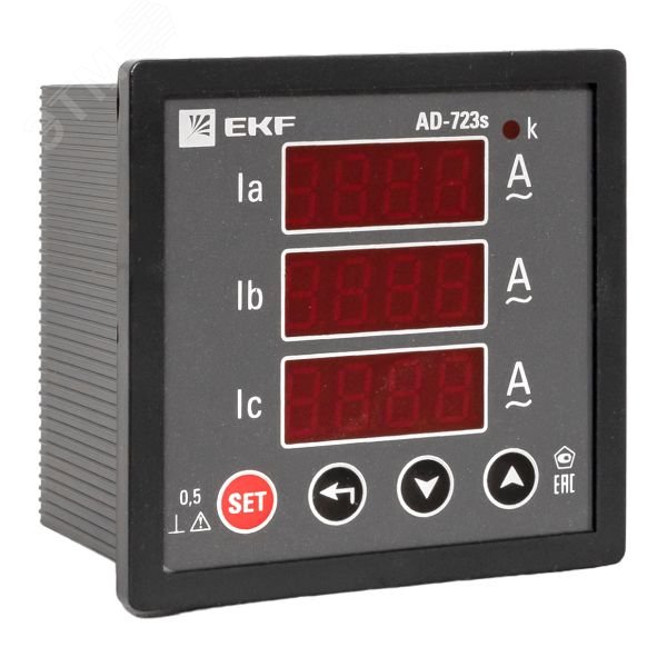 Изображение товара Амперметр цифровой на панель 72х72 квадратный вырез трехфазный в коротком корпусе PROxima (шт)