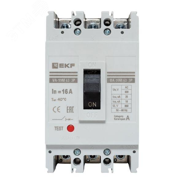 Изображение товара Автоматический выключатель ВА-99М 63/16А 3 полюса 20кА EKF
