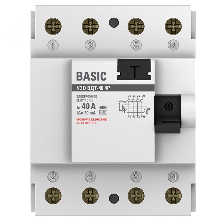 Устройство защитного отключения УЗО ВД-40 4P 40А/30мА электронный Basic ...