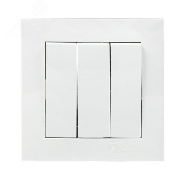 Изображение товара Выключатель трехклавишный Валенсия EKF 220В IP20 белый