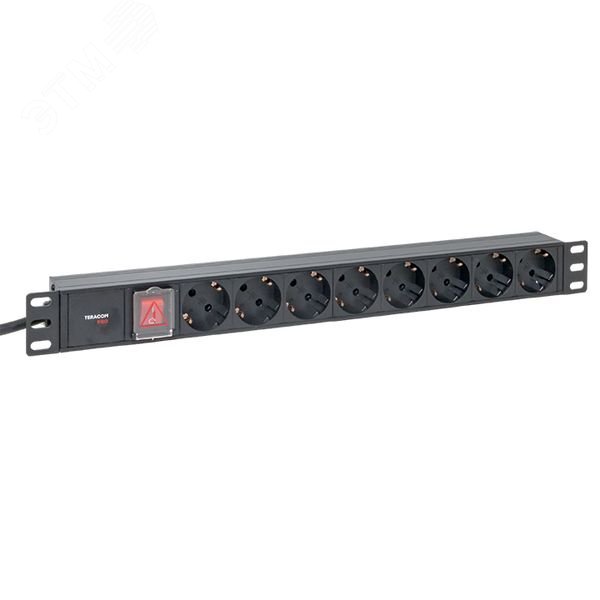 Изображение товара Блок розеток PDU TERACOM PRO 19 1U 8 Schuko с кабелем 2 м для телекоммуникаций