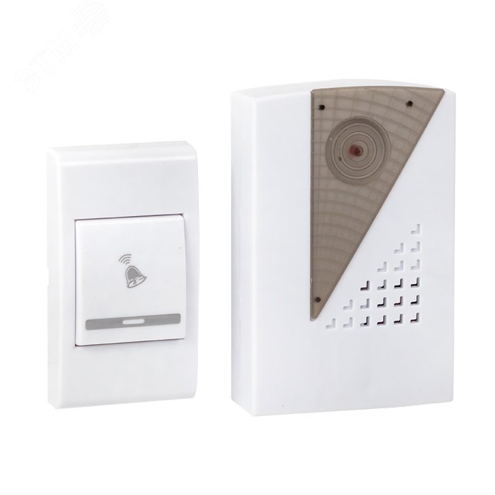 Изображение товара Беспроводной звонок на батарейках 004 бело-серый 36 мелодий IP20