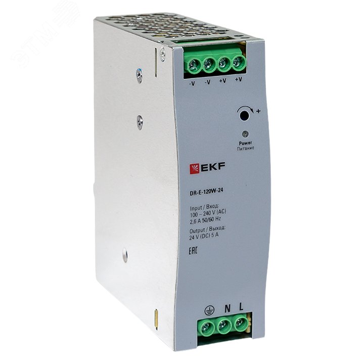 Блок питания на дин рейку 120 вт, 220 В AC /24 В DC артикул DR-E-120W ...