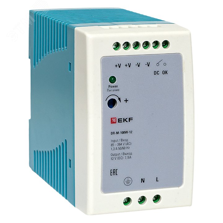 Блок питания на дин рейку 100 Вт, 220 В AC /12 В DC артикул DR-M-100W ...