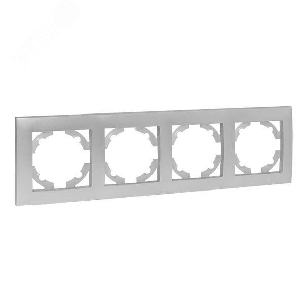 Изображение товара Рамка 4-местная из поликарбоната Валенсия EKF для электроприборов серебристая