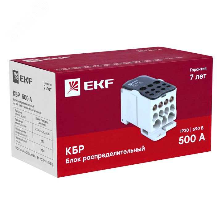 Блок распределения (Кросс) крепеж на панель DIN КБР-500A plc-kbr500 EKF - превью 3