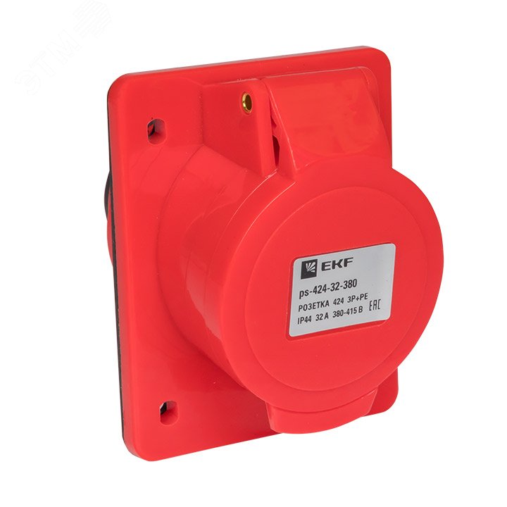 Розетка кабельная 32А 3Р+Е IP44 скрытая 380В 424 артикул ps-424-32-380 ...