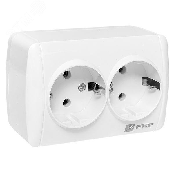Изображение товара Двухместная розетка EKF Владивосток с заземлением IP44 16А Китай