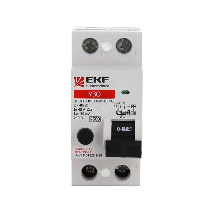 Выключатель дифференциального тока (УЗО) 2п 25А 30мА АС elcb-2-25-30-em EKF