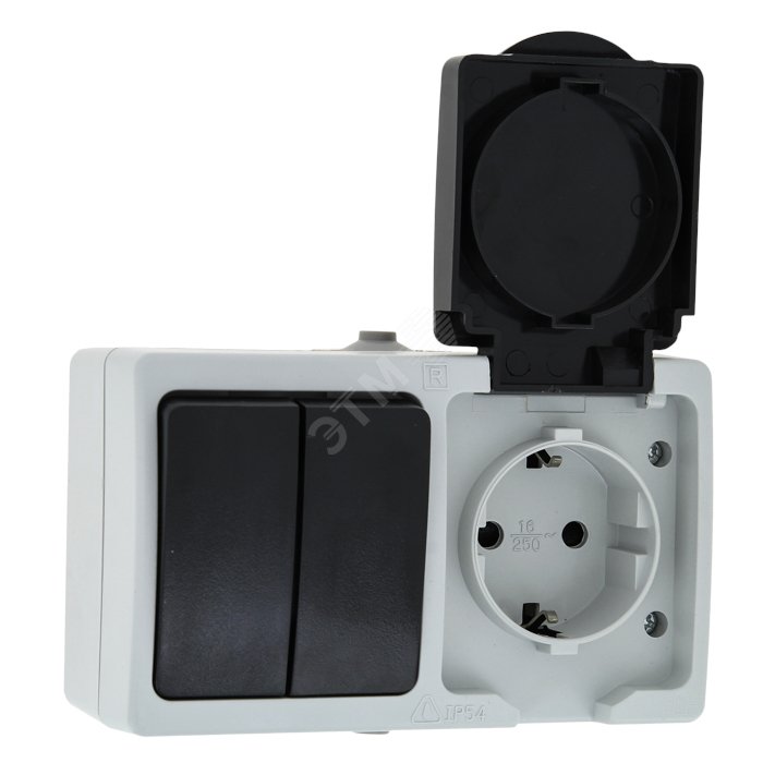 Венеция Блок Розетка-выключатель двухклавишный 16А с заземлением с ...