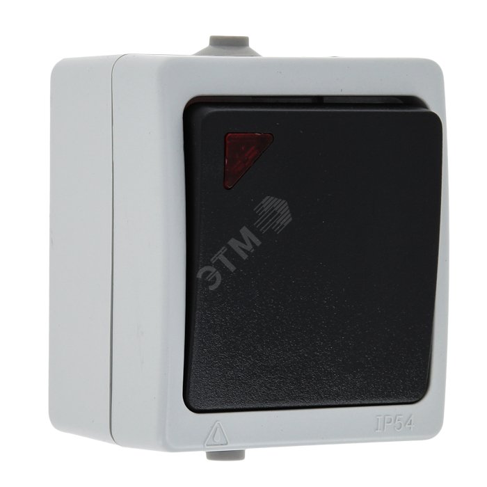 Изображение товара Выключатель Венеция одноклавишный с индикатором IP54 10А серый EKF