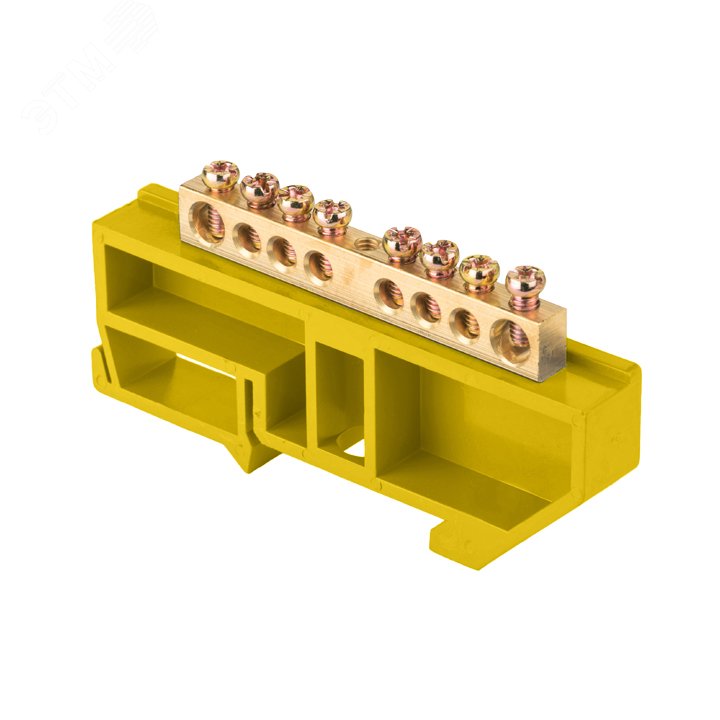 Шина 0 N 6х9мм 8 отверстий латунь желтый изолятор на DIN-рейку PROxima sn0-63-08-dz EKF - превью 2