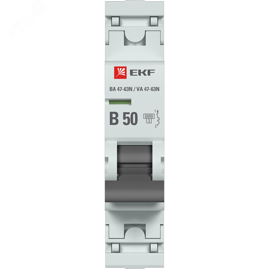 Автоматический выключатель 1P 50А (B) 6кА ВА 47-63N PROxima M636150B EKF - превью 3