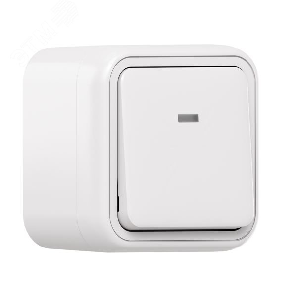 Изображение товара Выключатель, одноклавишный, проходной, с подсветкой, ОП, автоматические клеммы белый, Бронто EKF (шт)