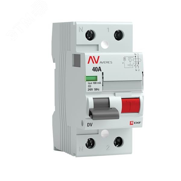 Изображение товара Устройство защитного отключения DV 2P 40А/100мА (AC) AVERES (шт)