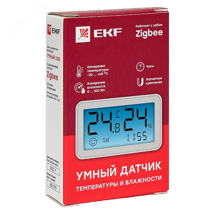 Умный датчик температуры и влажности с экраном Zigbee Connect is-th-zb EKF - превью 9