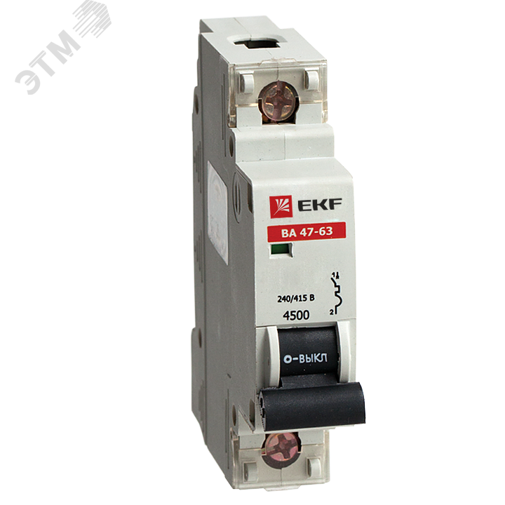 Выключатель автоматический однополюсный 6А D ВА47-63 4.5кА пломба ...