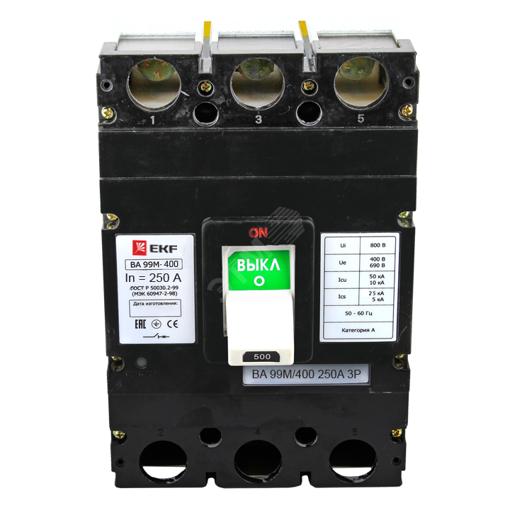 Выключатель автоматический трехполюсный ВА-99М/400 250А 42кА РЭ2500А ...