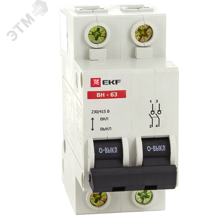 Выключатель нагрузки 2P ВН-63 40А (SL63-2-40) EKF купить цена