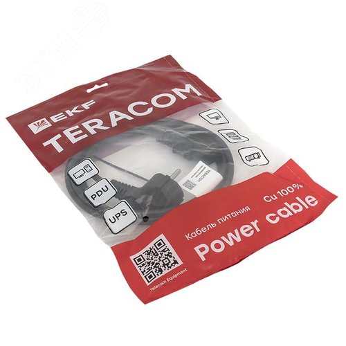 Кабель питания TERACOM для ИБП. ПК и мониторов разъём C13 - Евровилка сечение 3x0.75мм2 250В длина 2.0 метра - фото 4