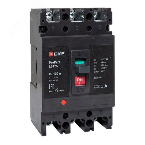 Автоматический выключатель LS125 18кА 3P 100А ProPact EKF - фото 1