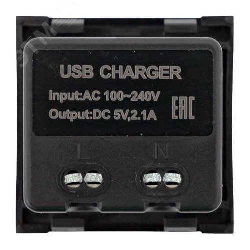 Розетка USB A+C, 2.1А, 2 гнезда, без индикатора, черная, матовая EKF - фото 4