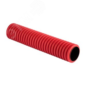 Труба гофрированная двустенная жесткая ПНД d63 6м (36м/уп) красная,