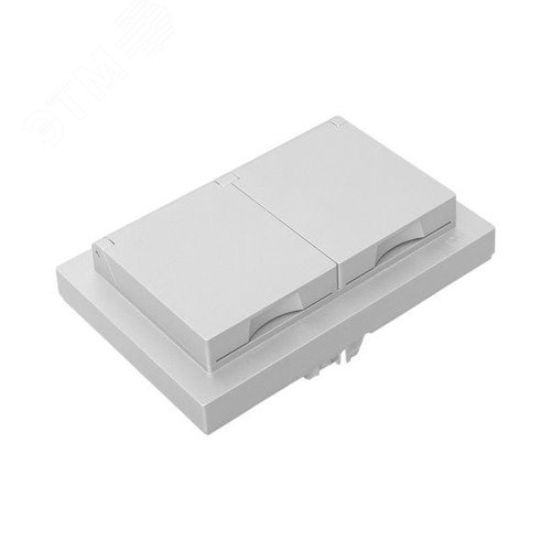 Эпика Механизм розетки двойной 16А IP44 с заземлением со шторками с рамкой с крышками алюминий EKF - фото 10