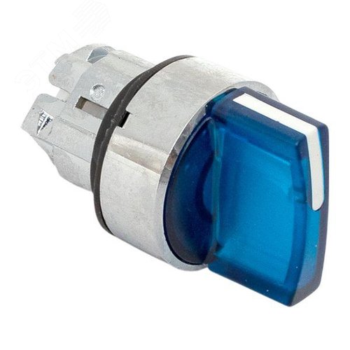 Исполнительный механизм переключателя ХB4 синий на 2 положения возвратный без фиксации, с подсветкой с короткой ручкойой IP65 - фото 8
