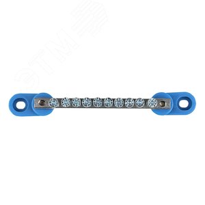 Шина 0 N (6x9мм) 10 отв. цинк 2 синих угловых изолятора - фото 2