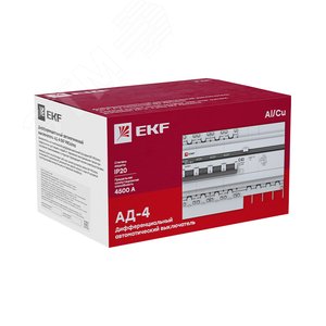 Выключатель автоматический дифференциальный АД-4 4п 6А 30мА С PROxima DA4-06-30-pro EKF - 3