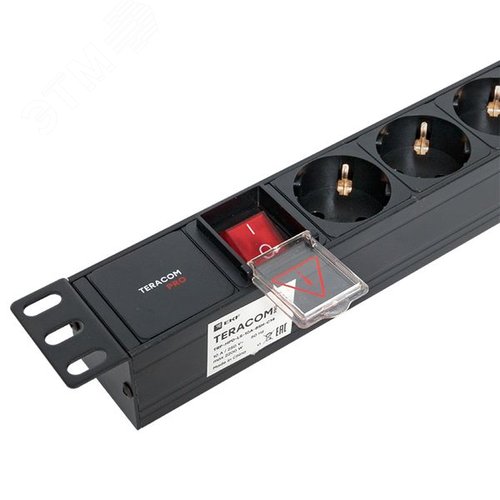 Блок розеток PDU TERACOM PRO 19'' 1U 10А/250В 8 розеток Schuko с выключателем без шнура питания входной разъем C14 корпус алюминий черный - фото 7