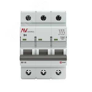 Выключатель автоматический AV-10 3P 4A (B) 10kA AVERES - фото 2