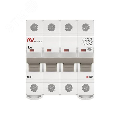 Выключатель автоматический AV-6 4P 6A (L) 6kA AVERES - фото 4