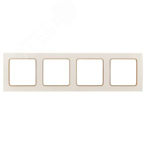 Стокгольм Рамка 4-местная белая с линией цвета шампань - фото 1