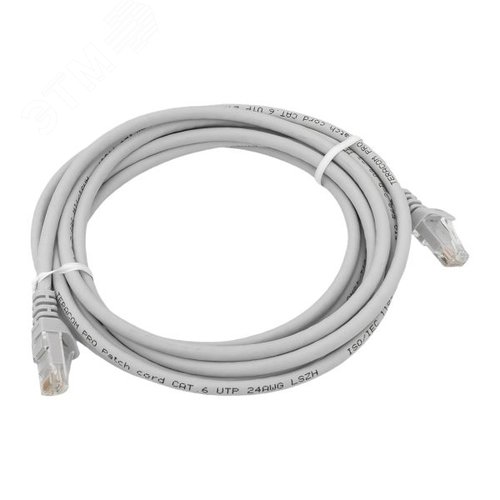 Патч-корд TERACOM PRO Cat.6 неэкранированный UTP оболочка LSZH серый (3.0м) - фото 1