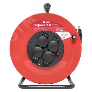 Удлинитель на катушке Гефест 2.0 4 гнезда 50м с заземлением и предохранителем КГ 3*2,5 16А/3,5кВ тIP44 PROxima - фото 4