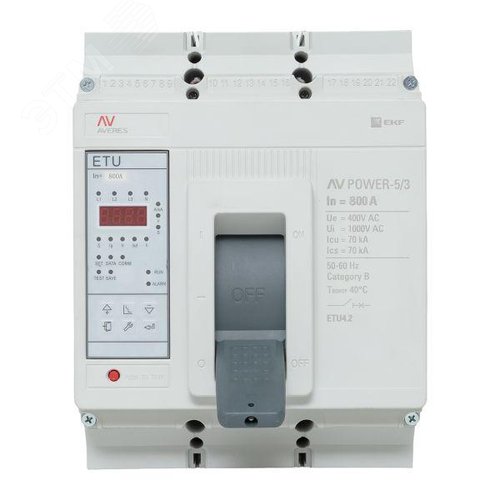 Выключатель автоматический AV POWER-5/3 800А 70kA ETU4.2 AVERES - фото 2
