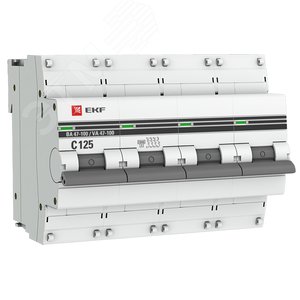 Автоматический выключатель ВА 47-100 4P 125А (C) 10kA PROxima mcb47100-4-125C-pro EKF