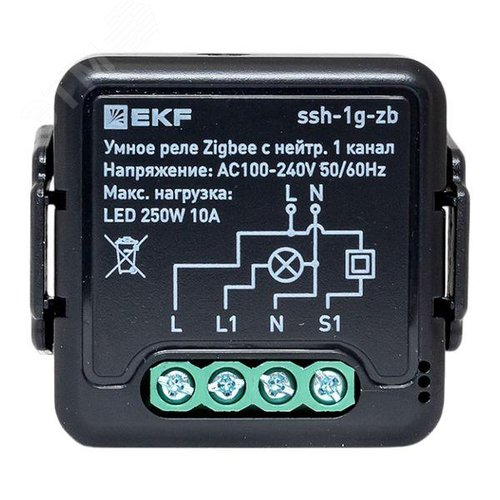 Умное реле в подрозетник 1-канальное с нейтралью Zigbee EKF Connect Select - фото 2