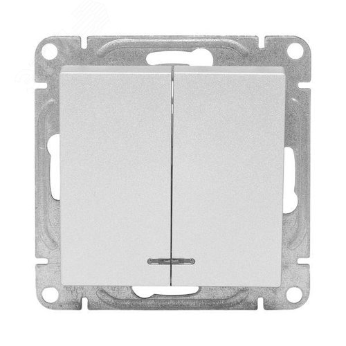 Эпика Механизм выключателя 2кл. с подсветкой алюминий EKF - фото 2