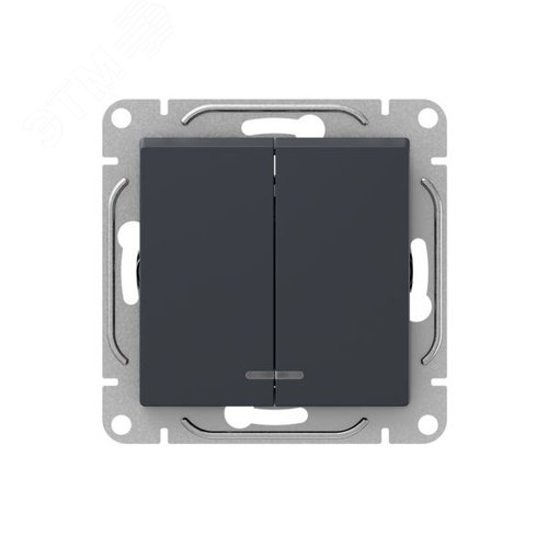 Механизм выключателя. двухклавишный. с подсветкой. графит Эпика EKF - фото 1