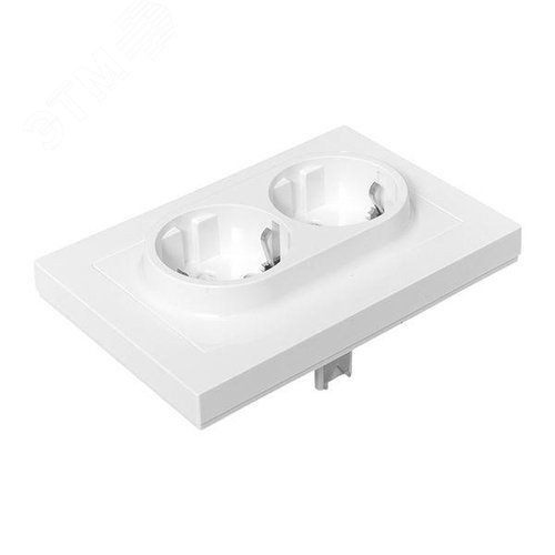 Эпика Механизм розетки двойной 16А с заземлением со шторками с рамкой белый EKF - фото 6