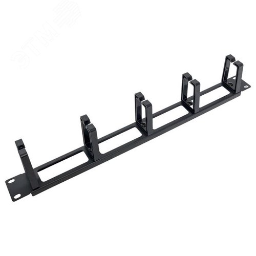 Органайзер кабельный TERACOM PRO 1U с 5 пластиковыми кольцами чёрный - фото 4