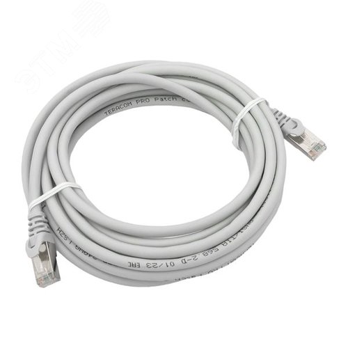 Патч-корд TERACOM PRO Cat.6 экран. FTP LSZH серый (5.0м) - фото 1